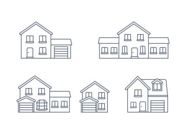 House Vector / Home outline simgesi / vektör çizgisi evleri. 