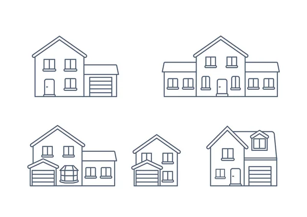 House Vector Home Outline Icon Building Vector Line Houses — Stock Vector