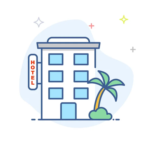 Icono Línea Hotel Esquema Del Edificio Del Hotel Ilustración — Vector de stock