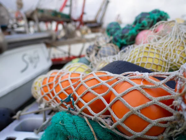 Rybářské Sítě Podél Nábřeží Přístavu Viareggio Darsena Levante — Stock fotografie