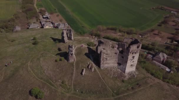 Drone Flying Old Castle Ruins — Stock Video