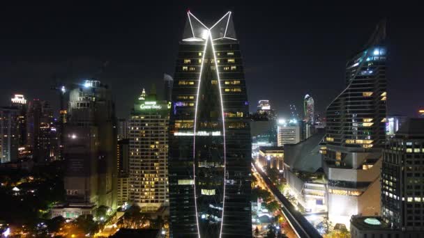 Belo Edifício Arquitetura Cidade Banguecoque Noite — Vídeo de Stock