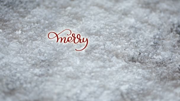 Анімація Веселого Різдва Написана Давньою Каліграфією Сніговому Тлі — стокове відео