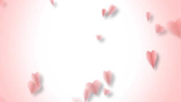 Corazones Rosados Volando Como Pájaros Para San Valentín Fondo — Vídeos de Stock