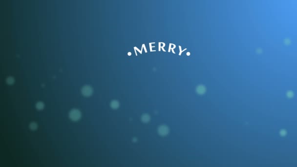 Hand Writing White Merry Christmas Animation Calligraphy Lettering Blue Bokeh — ストック動画