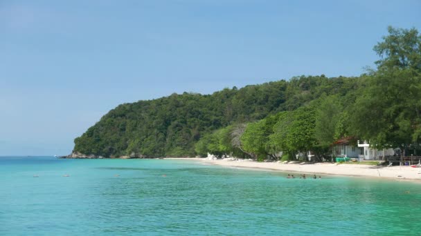 Bela Praia Tropical Com Mar Caribenho — Vídeo de Stock