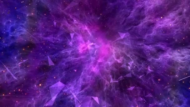Abstrakt Rymd Nebulosa Flygning Med Plexus — Stockvideo