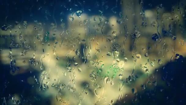 Pioggia Sulla Finestra Città — Video Stock