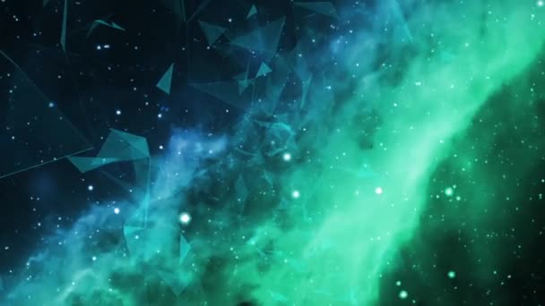 Spazio Verde Nebulose Volo Con Plesso — Video Stock