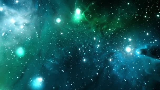 Space Grön Space Nebulosa — Stockvideo