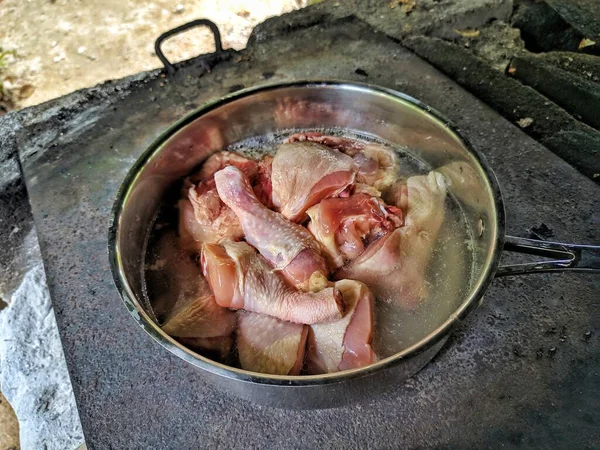 Bereiding Van Kipstoofpot Het Platteland Van Guatemala — Stockfoto