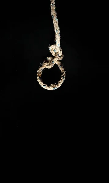 Rope Knot Black Background Decorative Concept — Stock Photo, Image