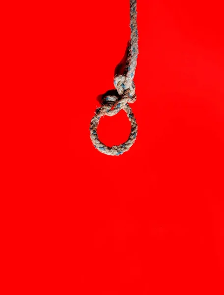 Rope Knot Red Background Decorative Concept — Stock Photo, Image