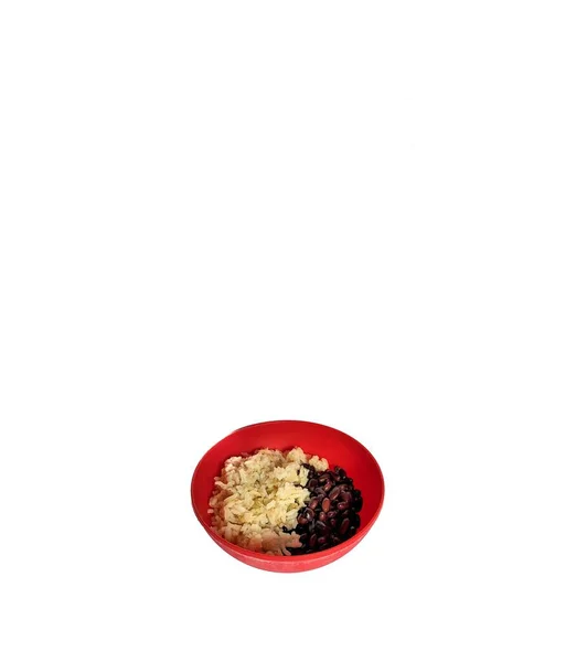 危地马拉典型的白背景大米和豆类食品 — 图库照片