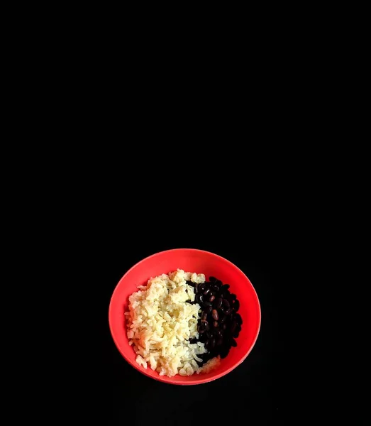 Rice Beans Black Background Typical Food Guatemala — Stock Photo, Image