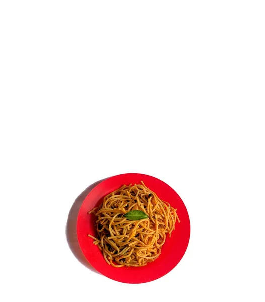 Spaghetti Aux Pâtes Italiennes Sur Fond Blanc Concept Alimentation Saine — Photo