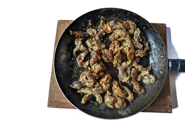 Smažené Kuřecí Žaludky Pánvi Typické Jídlo Guatemale — Stock fotografie