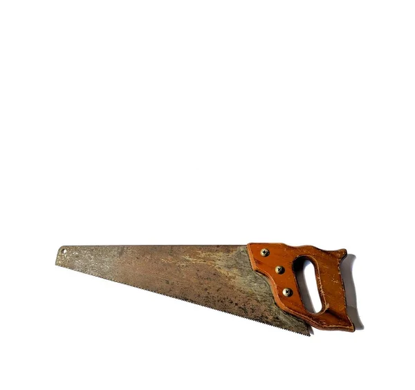 Old Handsaw White Background Carpentry Concept — Stock Photo, Image