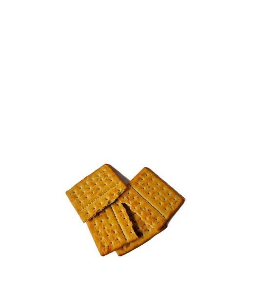Biscoitos Soda Com Sal Fundo Branco Conceito Lanche — Fotografia de Stock