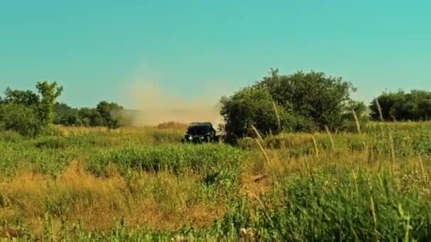 Buggy Autó Gyorsan Megy Terepfutó Úton Gyors Rally Auto Megy — Stock videók