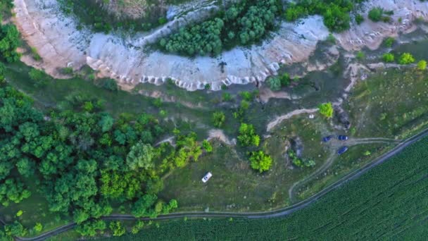 Veduta Aerea Drone Bellissimo Paesaggio Estivo Vecchia Cava Gesso Vista — Video Stock