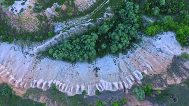 Veduta Aerea Drone Bellissimo Paesaggio Estivo Vecchia Cava Gesso Vista — Video Stock