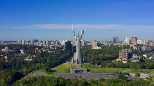 Vista Aérea Cinematográfica Estatua Madre Patria Kiev Ucrania Año 2020 — Vídeos de Stock