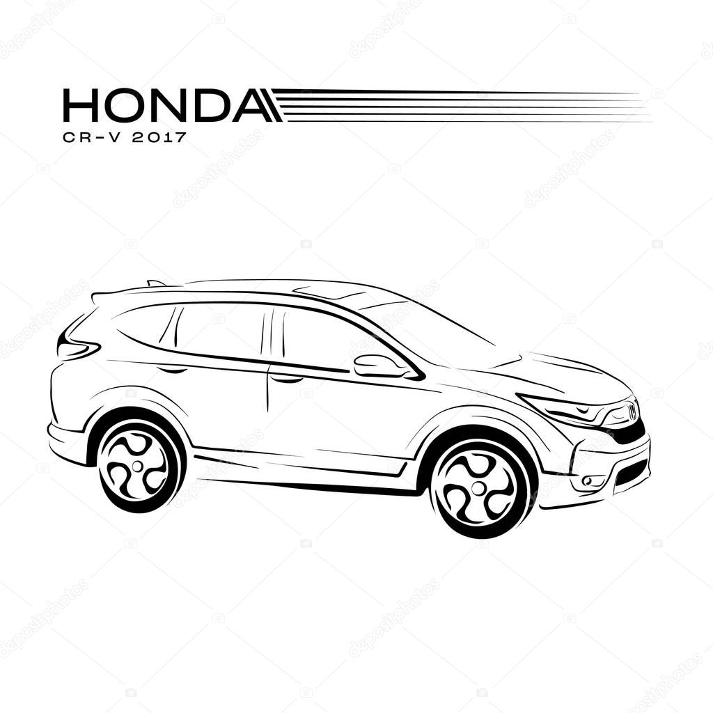 Honda car contour model in vector