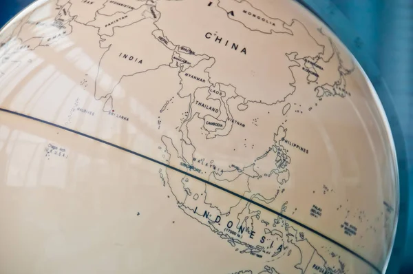 China Índia Sudeste Asiático Países Mapa Retro Velho Clássico Vintage — Fotografia de Stock