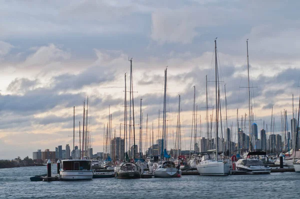 Melbourne Australia Julio 2018 Varios Barcos Yates Privados Estacionados Bahía — Foto de Stock