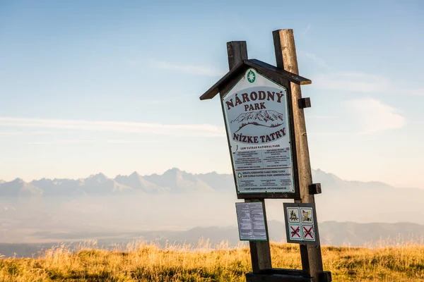 Hiking sign in National park Low Tatras, Kralova hola, Slovakia
