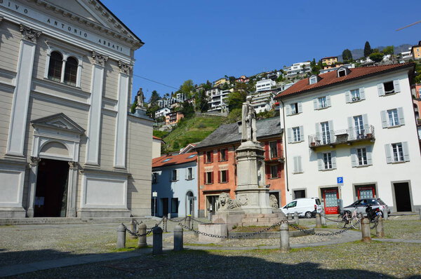 Locarno (Switzerland). April 2017. Church of St. Antonio. Monument to Baron Giovanni Antonio Markazzi.