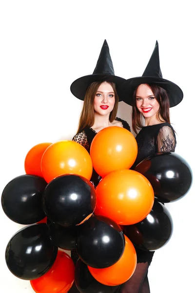 Şık Seksi Kadın Siyah Beyaz Arka Plan Üzerinde Halloween Kılık — Stok fotoğraf