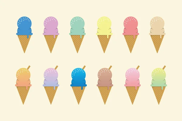 Collection Tasty Colorful Ice Cream Vector Illustration — Stock Vector