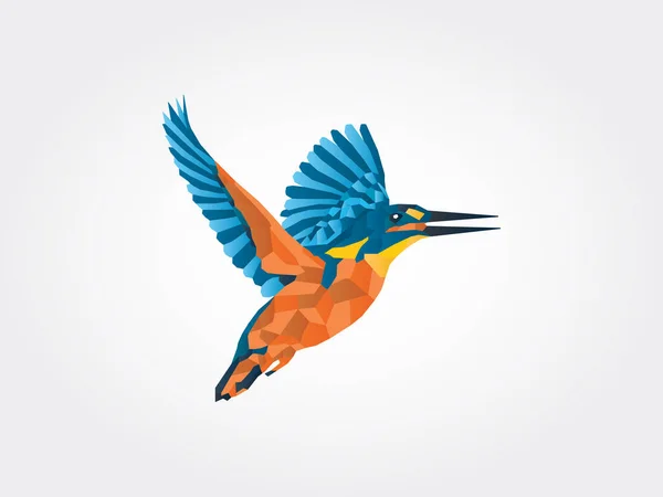 Kingfisher Low Poly Icon — Stock Vector