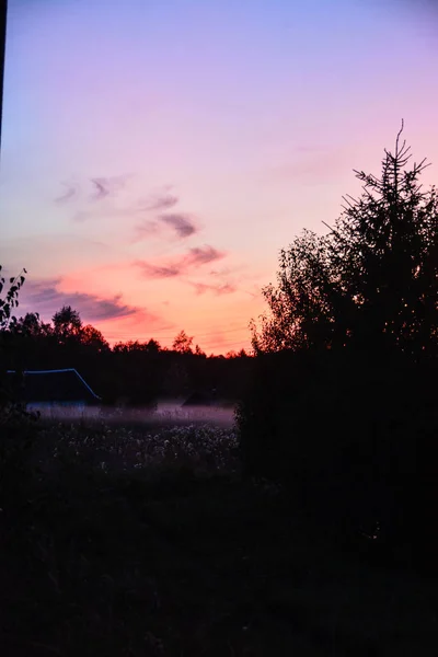Красочный Закатный Летний Вечер Деревне — стоковое фото