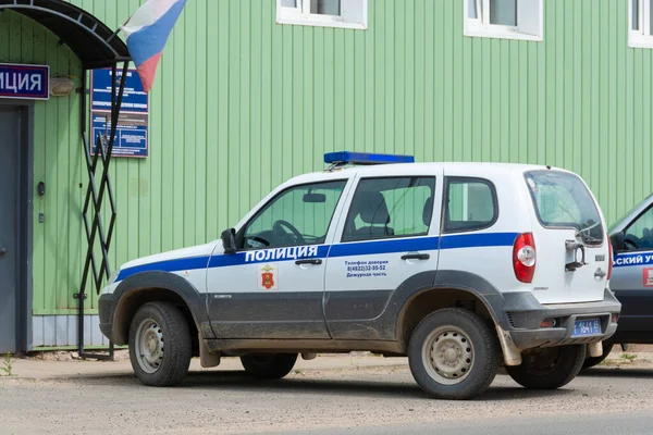 Ein Polizeiauto Steht Der Nähe Des Gebäudes Des Ministeriums Für — Stockfoto
