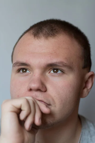 Emotions Teenager Sitting Thinking Something — Stock Photo, Image