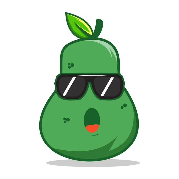 Bonito Emoticon Pear Personagem Ilustração —  Vetores de Stock