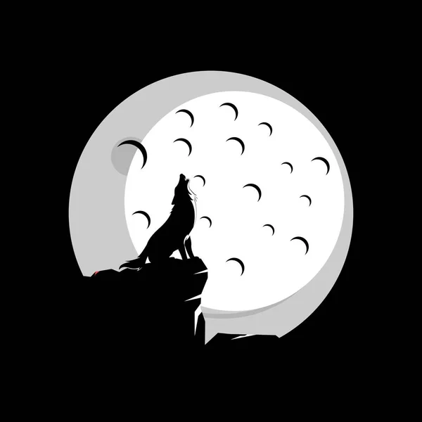 Samotny Wilk Logo Projekt Ilustracja — Wektor stockowy