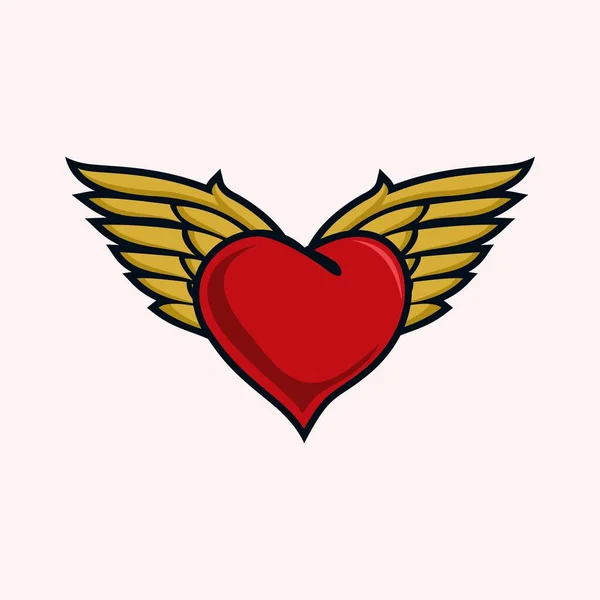 Fly Heart Logo Design Illustration — Stock Vector