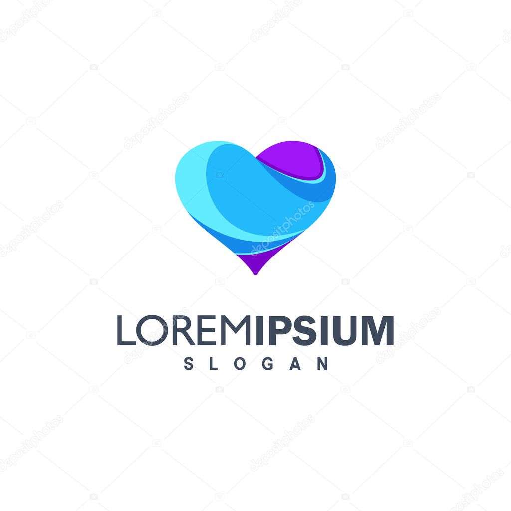 Colorful love logo design illustration