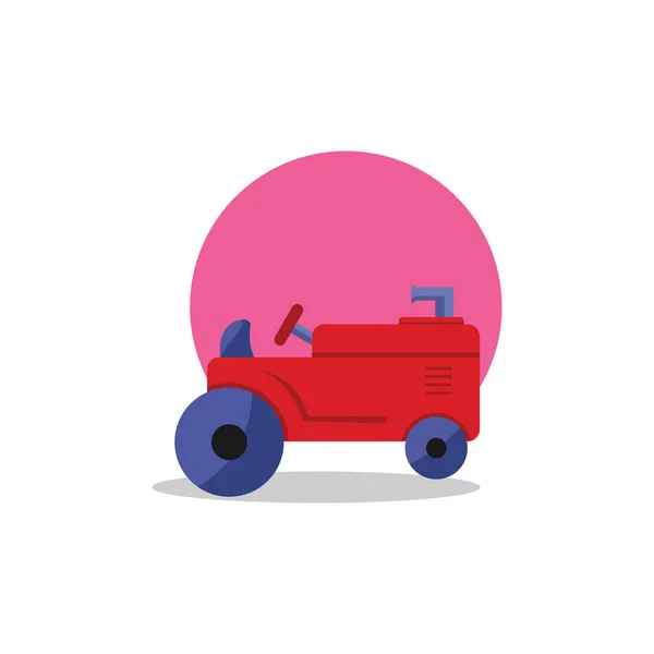 Piros Traktor Lapos Kialakítás Illusztráció — Stock Vector