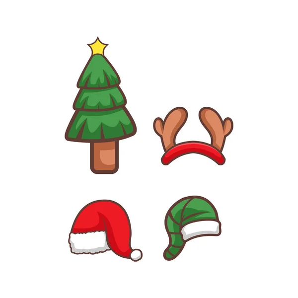 Navidad Knick Knacks Icono Diseño Conjunto Ilustración — Vector de stock