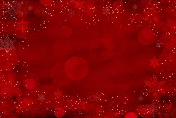 Fond Carte Noël Rouge Avec Décorations Flocons Neige — Photo