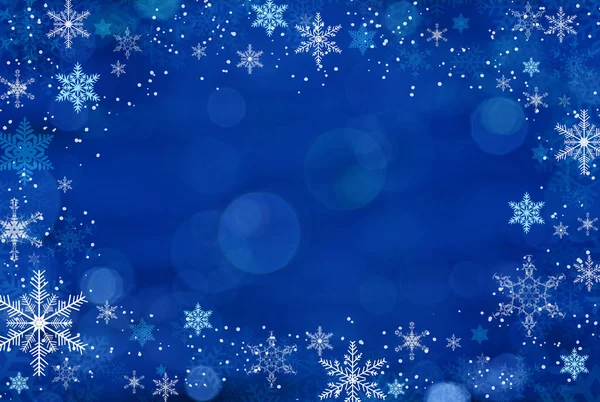 Blue Christmas Card Hintergrund Mit Schneeflocken Dekorationen — Stockfoto