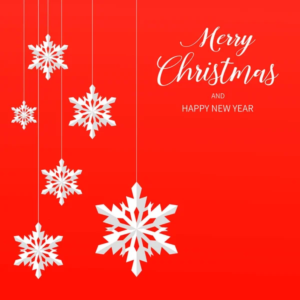 Rouge Joyeux Noël Nouvel Fond Carte Hiver Avec Des Décorations — Image vectorielle