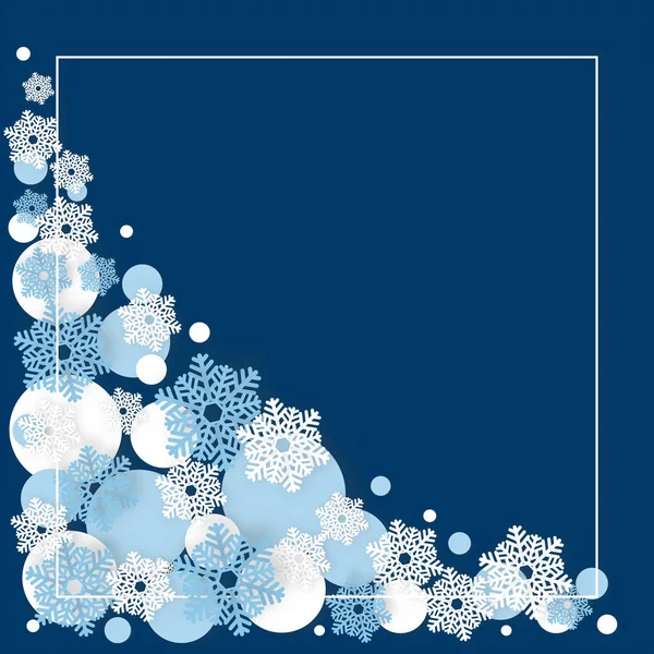 Fondo Azul Navidad Con Decoraciones Copos Nieve — Archivo Imágenes Vectoriales