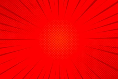 Kırmızı çizgi romanın arka planı yarım tonlu. Vektör arkaplan illüstrasyonu.