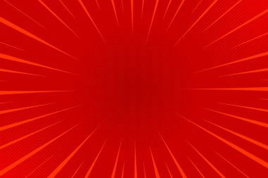 Kırmızı çizgi romanın arka planı yarım tonlu. Vektör arkaplan illüstrasyonu.